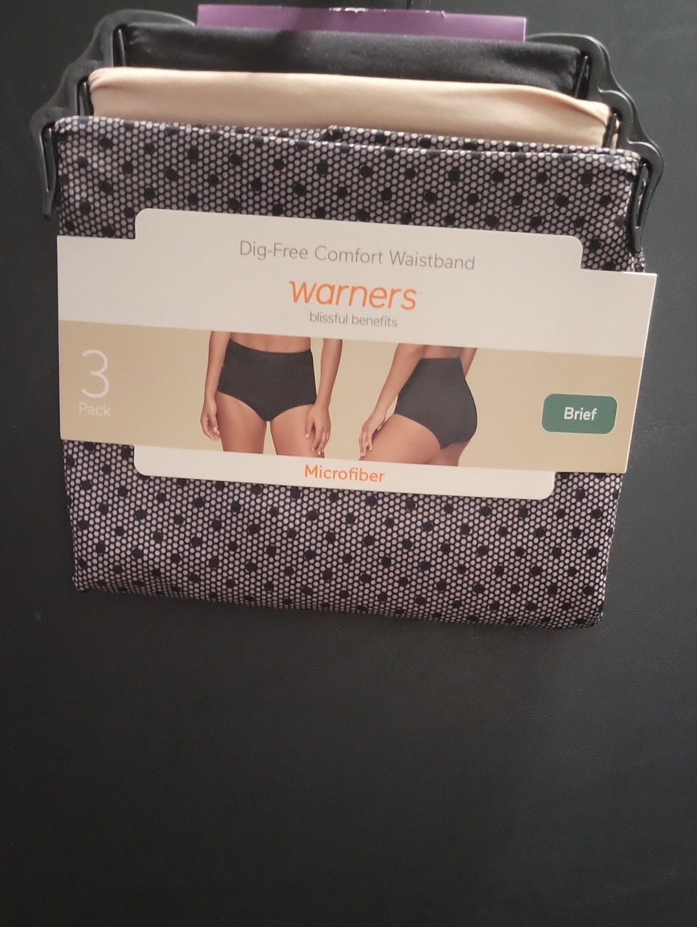 Warner's 3-Pack Microfiber Briefs - Black, Nude, Polka Dot.  T15